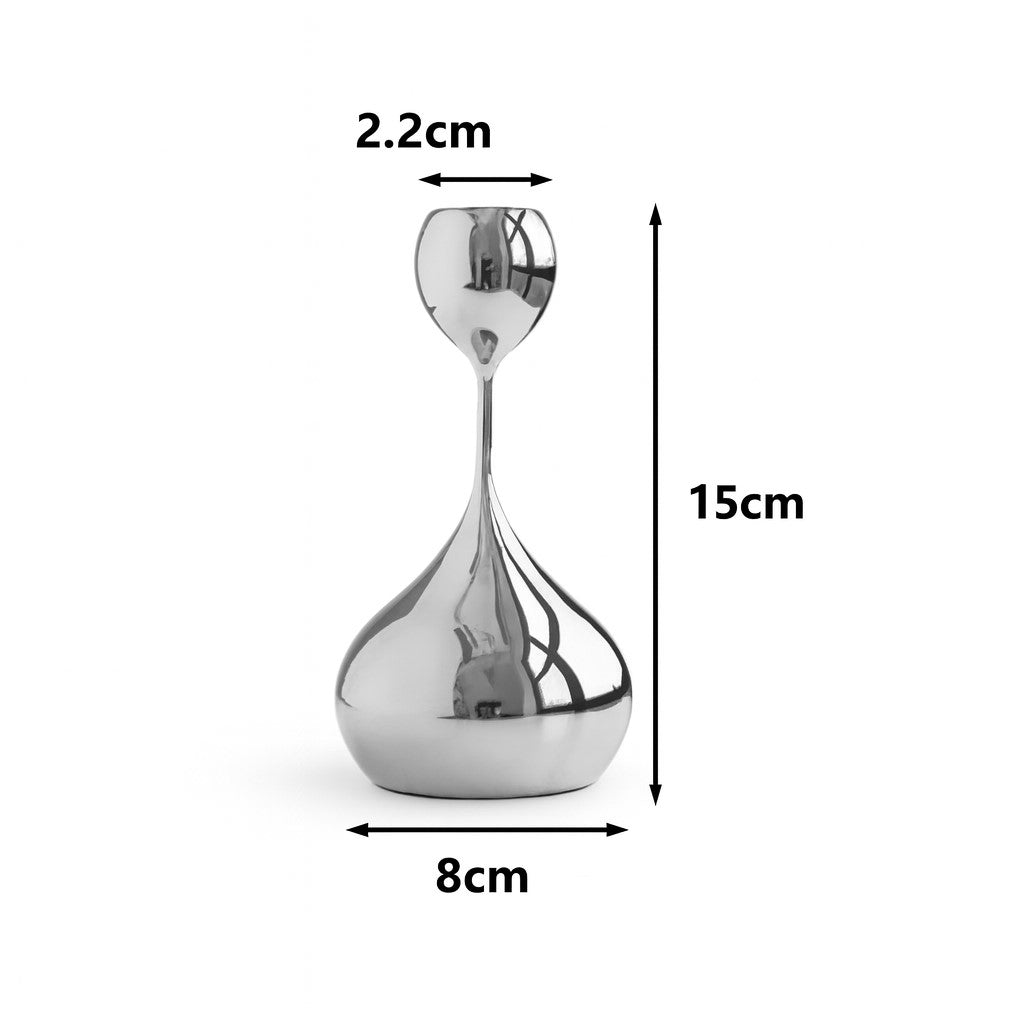 Silver mirror-finish candlestick – Model C – dimensions view – Eloré