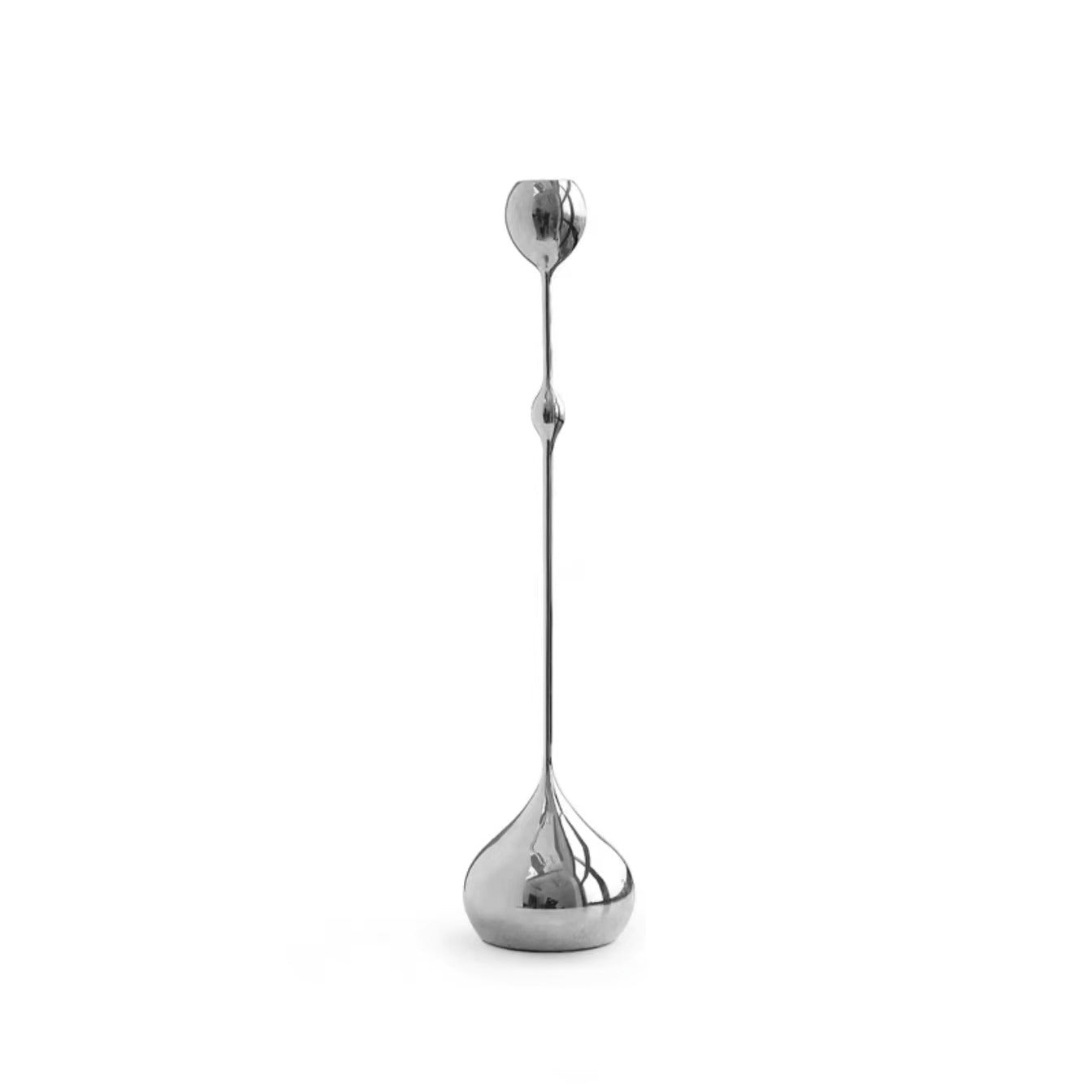 Silver mirror-finish candlestick – Model A – front view – Eloré