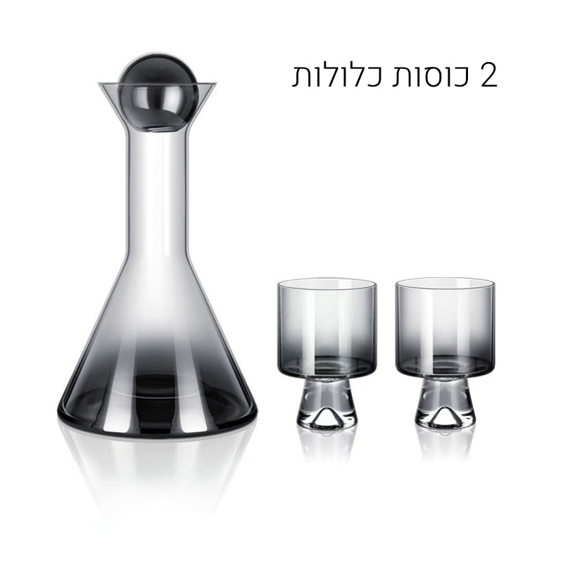 קנקן זכוכית למים ושתי כוסות תואמות – סט נורדי יוקרתי