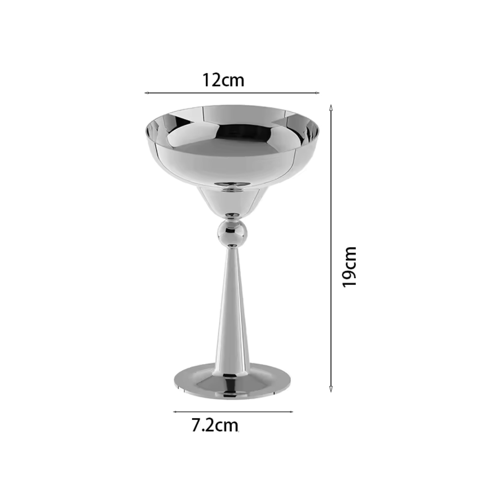 Tall stainless steel serving goblet – dimensions view – Eloré