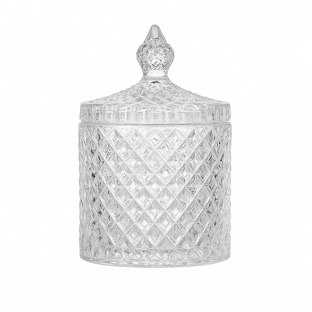 Retro glass storage jar – front view – Eloré