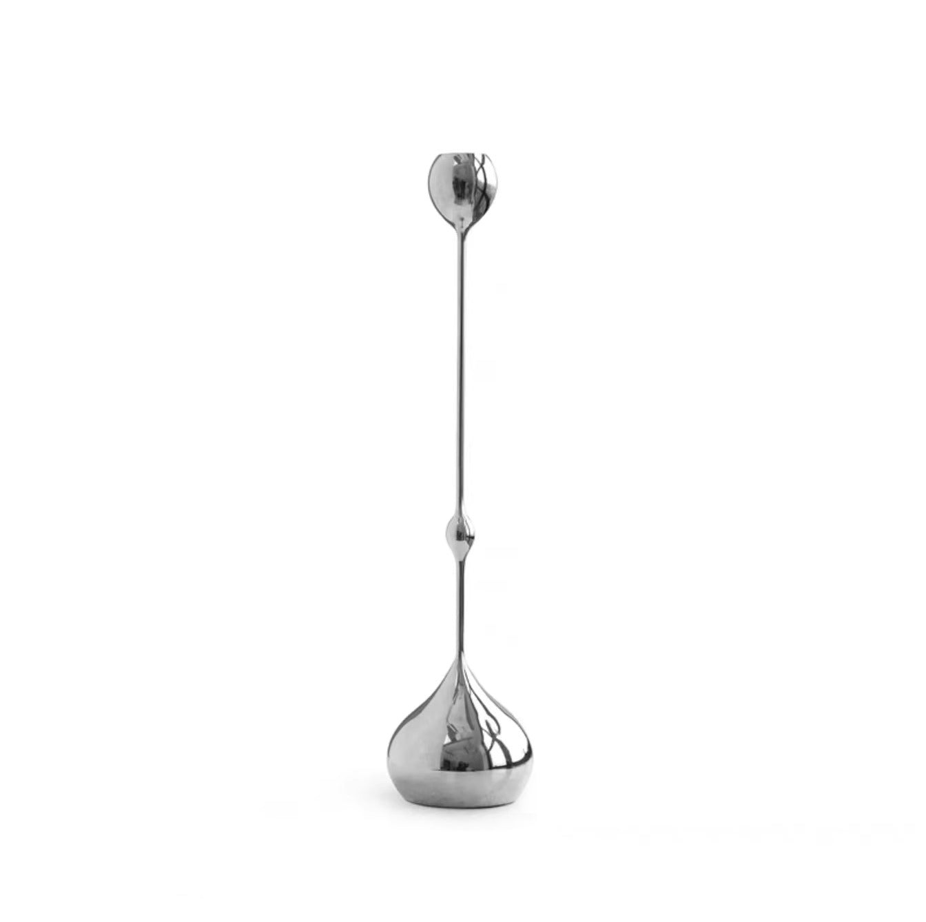 Silver mirror-finish candlestick – Model B – front view – Eloré