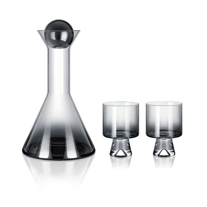 Stainless steel pitcher with smoked glass cup – front view – Eloré