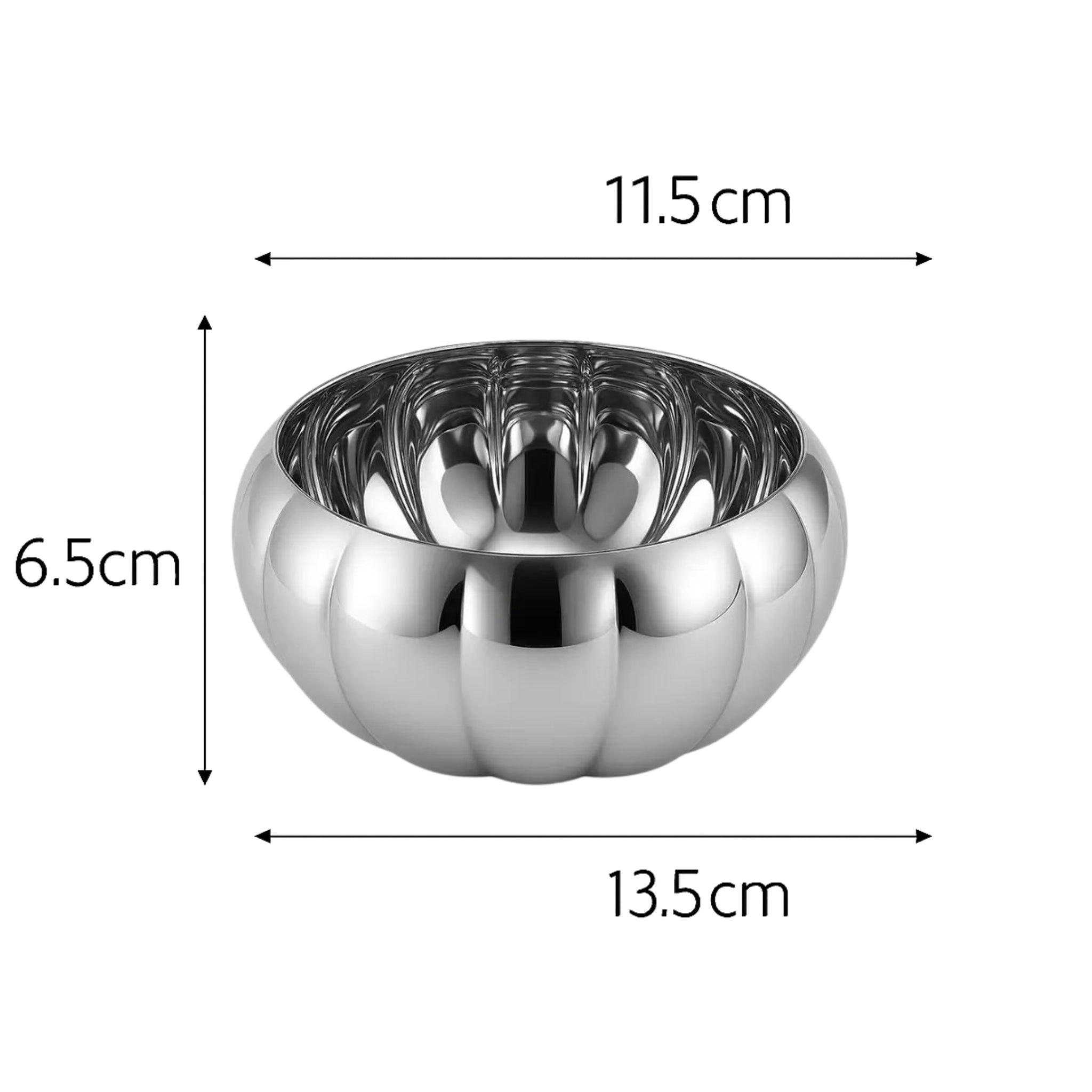 Pumpkin stainless steel bowl – dimensions view – Eloré