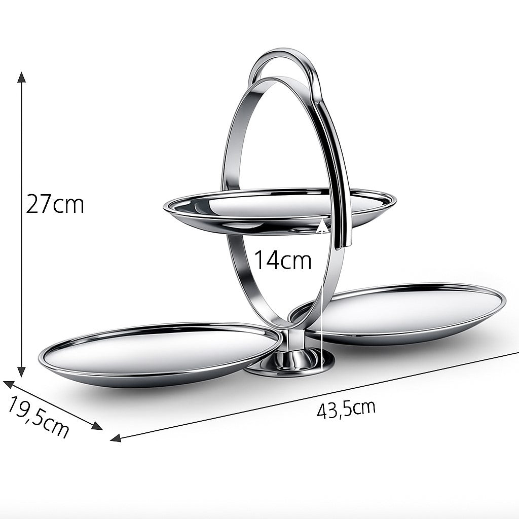Modern folded mirror stainless steel tray – dimensions view – Eloré