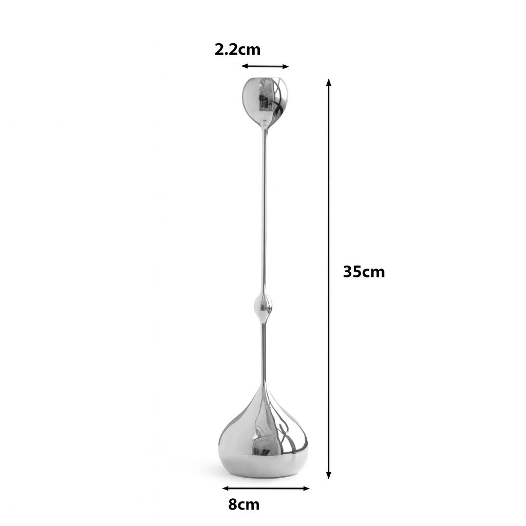 Silver mirror-finish candlestick – Model B – dimensions view – Eloré