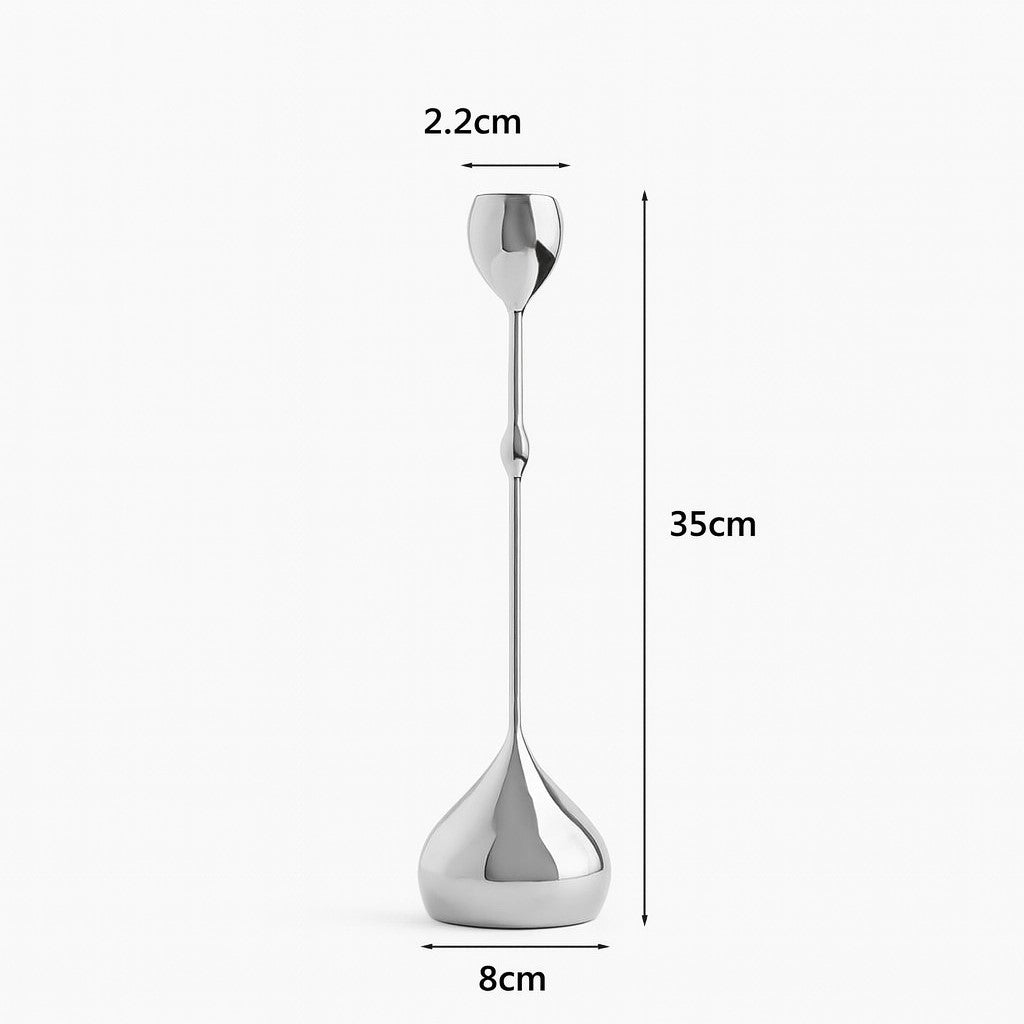 Silver mirror-finish candlestick – Model A – dimensions view – Eloré