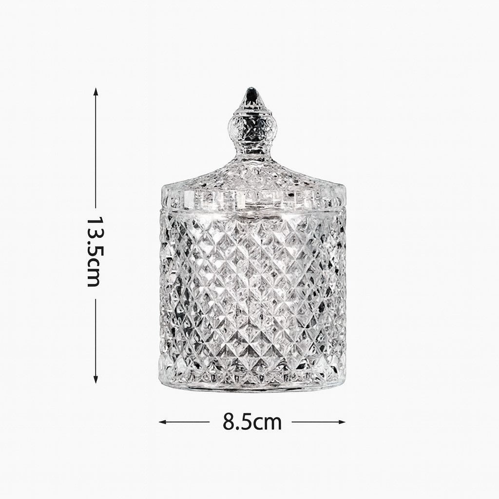 Retro glass storage jar – dimensions view – Eloré