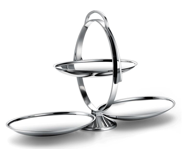 Modern folded mirror stainless steel tray open – front view – Eloré