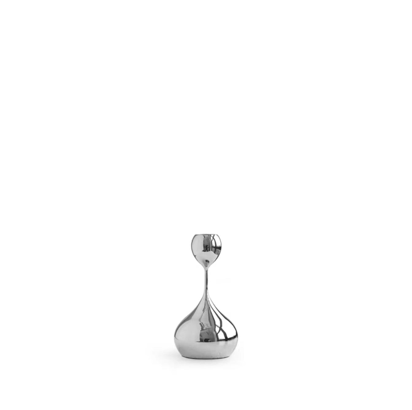 Silver mirror-finish candlestick – Model C – front view – Eloré